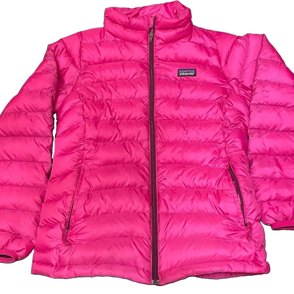 Patagonia Girls Down Sweater Jacket M 10 Pink Puffer Coat Duck Feathers Outdoors